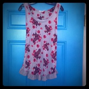 Horse face floral tank with ruffle back